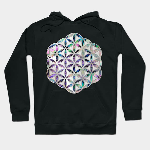 Flower of life Abalone shell on pearl Hoodie by Nartissima